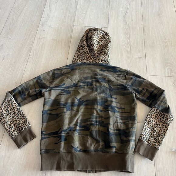 Johnny Was Panthera Mix Camo Leopard Full Zip Hoodie Jacket French Terry XS - Picture 5 of 8